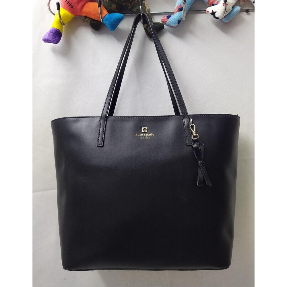 Kate Spade New York Black Leather Doublde Handles Zippet Tote Shoulder Bag - Picture 13 of 16